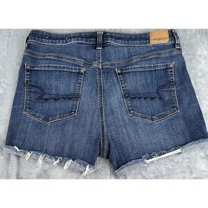 American Eagle Outfitters Hi-Rise Shortie Jean Short Women's 14 Denim Cut‎ Off